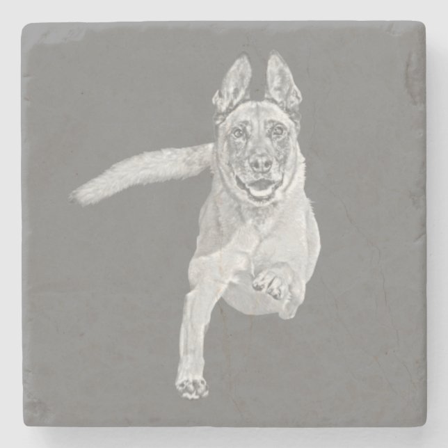 Amazing Pencil Belgian Malinois Marble Coaster (Front)