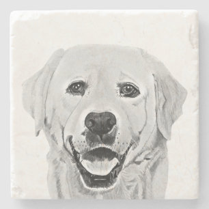 Amazing Pencil Happy Labrador Marble Coaster