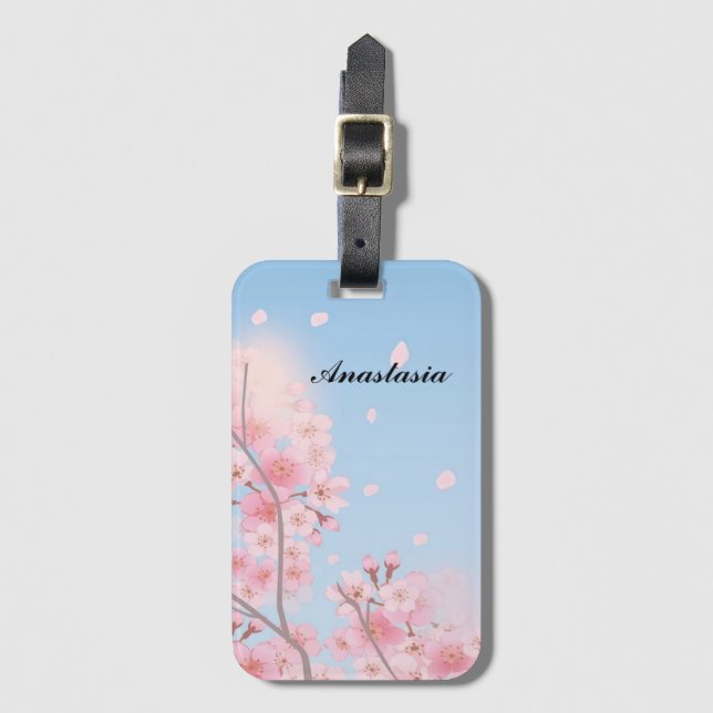 Amazing Pink Cherry Blossoms Luggage Tag (Front Vertical)