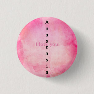 Amazing Pink Watercolor 1 Inch Round Button