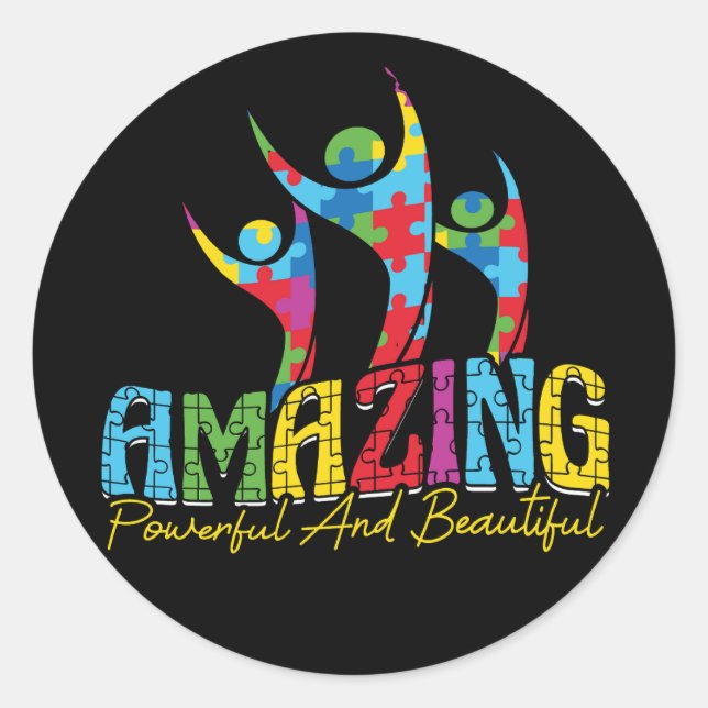 Amazing powerful and beatiful (2) classic round sticker (Front)
