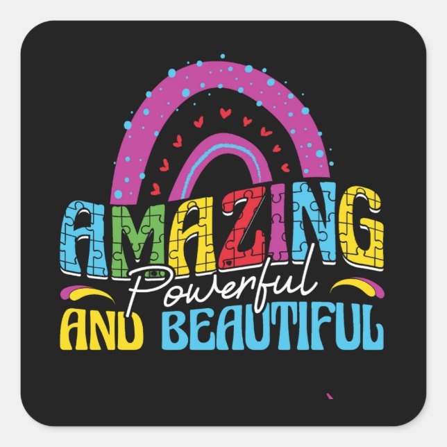 Amazing powerful and beatiful square sticker (Front)