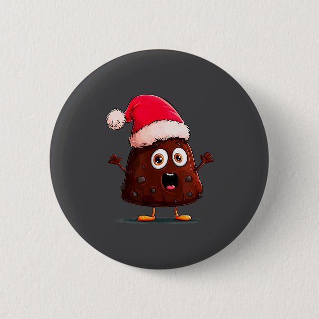 Amazing Pudding Look With Christmas Hat  2 Inch Round Button (Front)