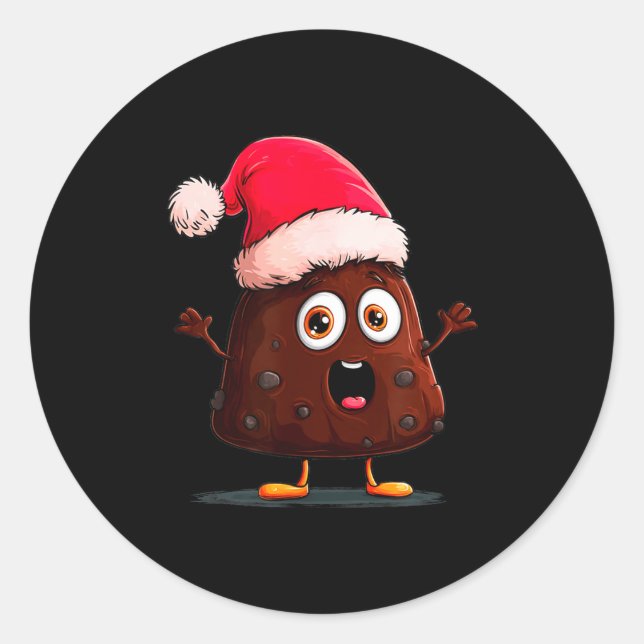 Amazing Pudding Look With Christmas Hat  Classic Round Sticker (Front)