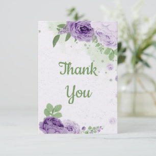 amazing purple flowers greenery botanical thank you card