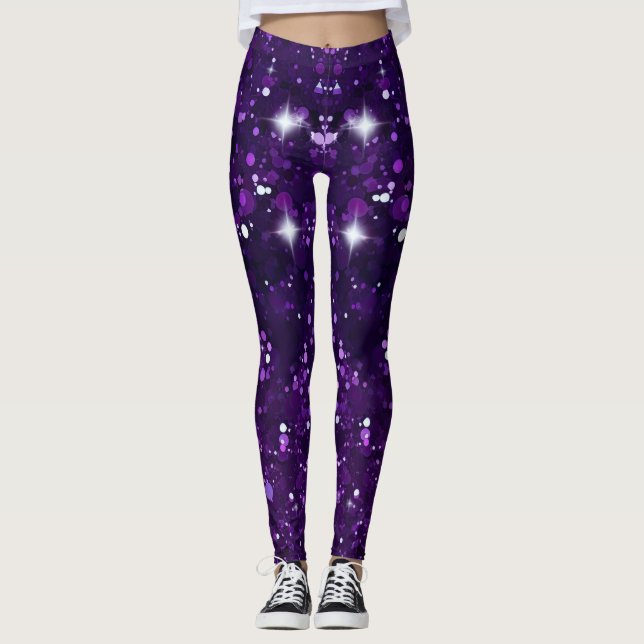 Amazing Purple Glitter Leggings (Front)