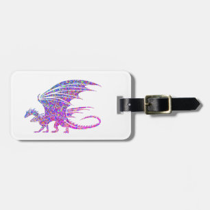 Amazing Purple Mosaic Dragon on white Luggage Tag