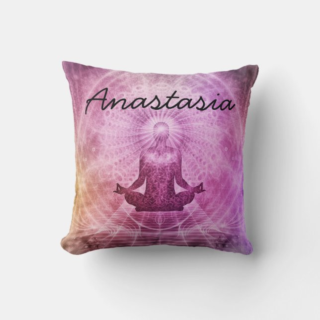 Amazing Purple Yoga Throw Pillow (Front)