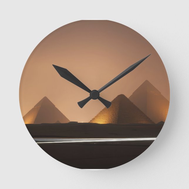 Amazing Pyramids Round Clock (Front)