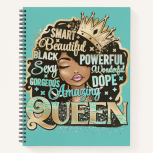 Amazing Queen Melanin Woman Sista Bling Drip Notebook
