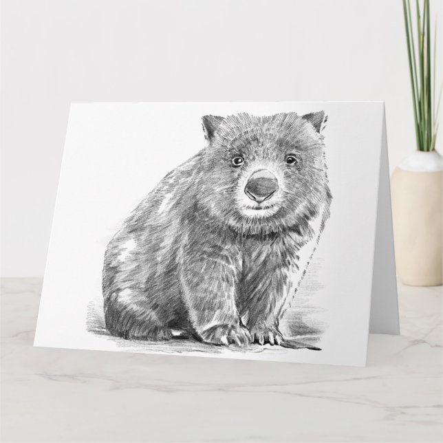 Amazing realistic wombat in pencil drawing style card (Front)
