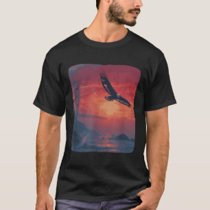 Amazing Red Sunset With Bridge And Patriotic Eagle T-Shirt