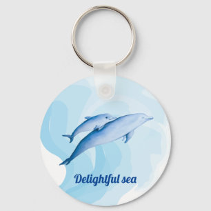Amazing sea with dolphins keychain