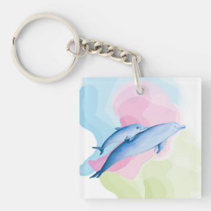 Amazing sea with dolphins keychain