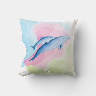 Amazing sea with dolphins throw pillow