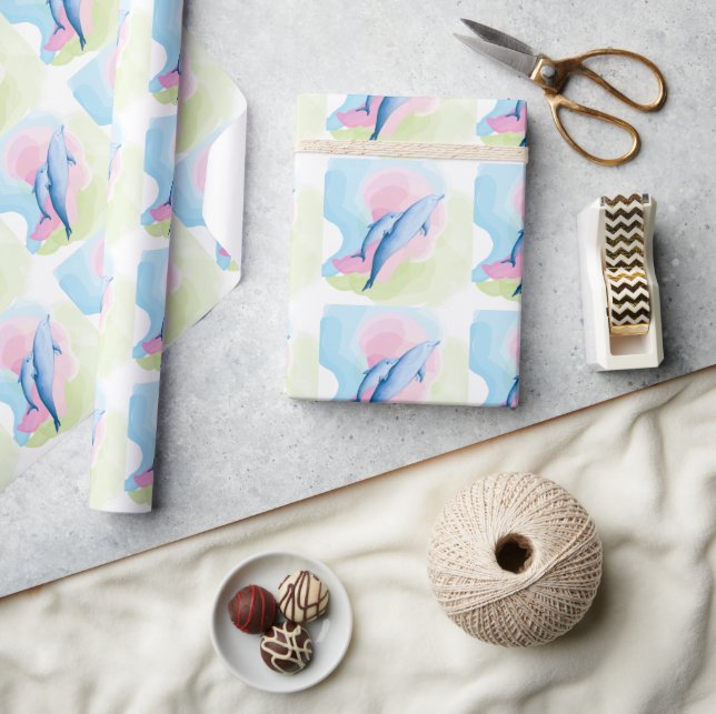 Amazing sea with dolphins wrapping paper (Crafts)