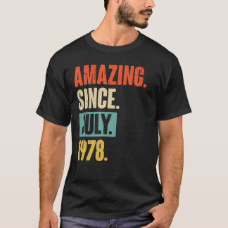 Amazing Since July 1978 44 Year Old 44th Birthday T-Shirt