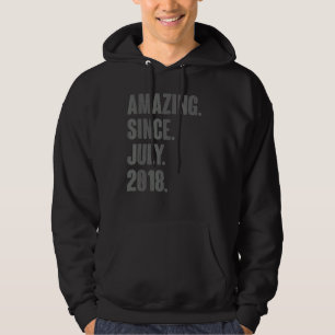 Amazing Since July 2018 4 Year Old 4th Birthday Hoodie