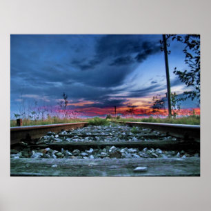 Amazing Sky Over the Railway Poster