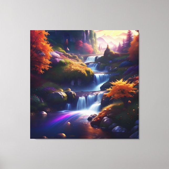 Amazing Splendour Waterfall Autumn Landscape 6 Canvas Print (Front)