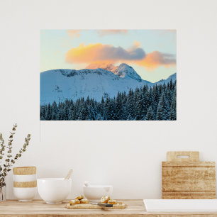 Amazing sunset above mountain Triglav, Slovenia Poster