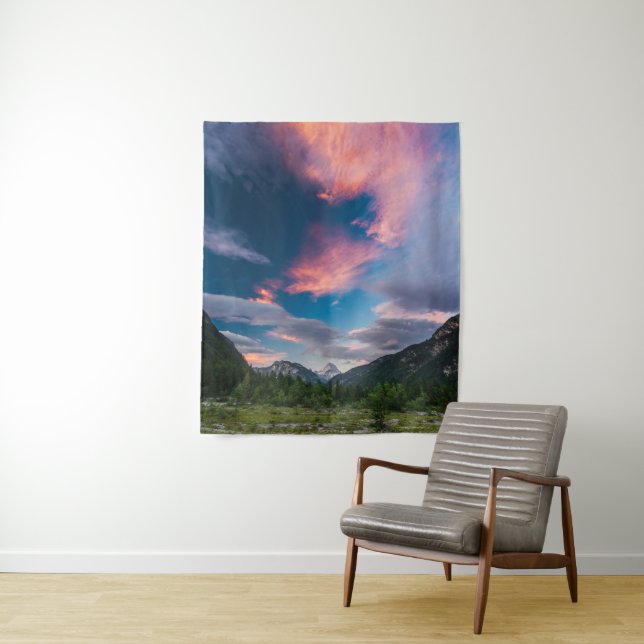 Amazing sunset clouds over mountain Mangart Tapestry (In Situ)