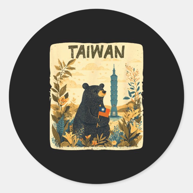 Amazing Taiwan Graphic In Nature With Cute Bear  Classic Round Sticker (Front)