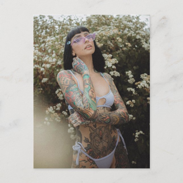 Amazing ! Tattooed Beauty  Bikini Girl Photo Postcard (Front)