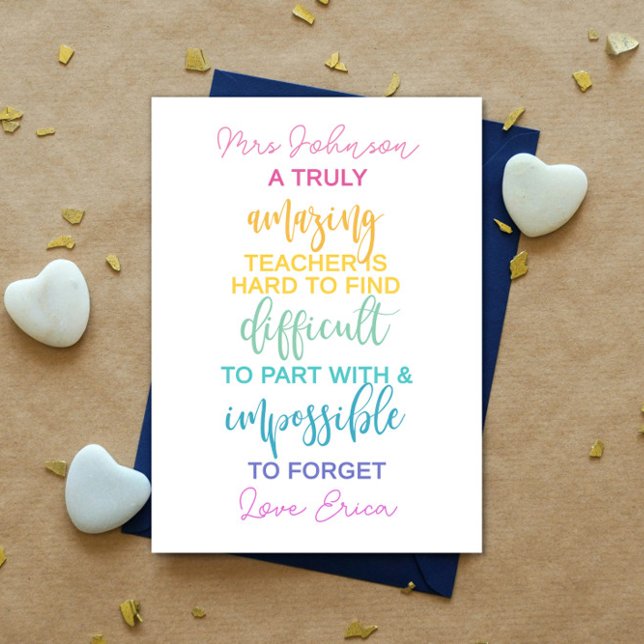 amazing teacher hard to find impossible to forget  card (Creator Uploaded)