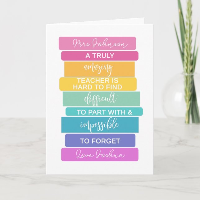 amazing teacher hard to find impossible to forget card (Front)