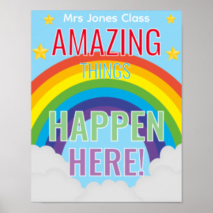 amazing things happens here classroom poster