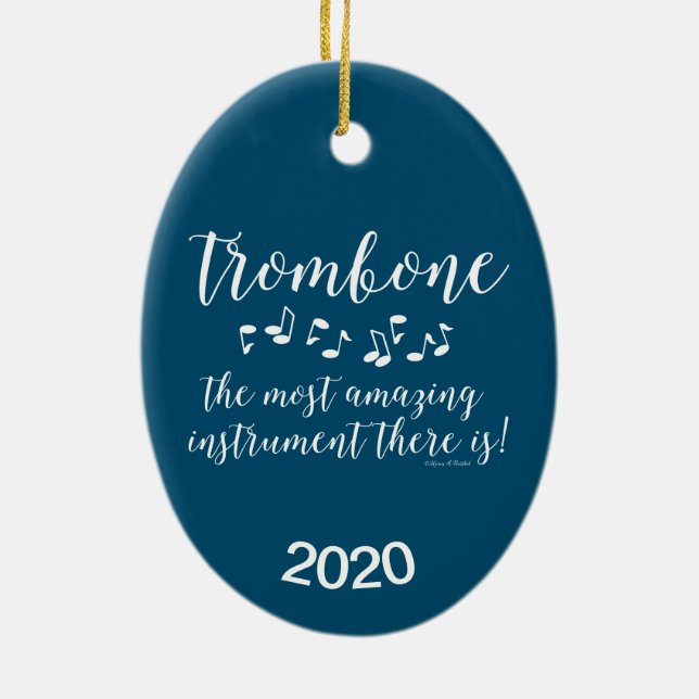 Amazing Trombone Ceramic Ornament (Back)