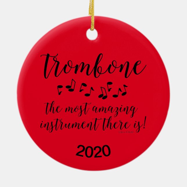 Amazing Trombone Ceramic Ornament (Back)