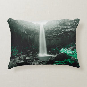 Amazing view of Svartifoss waterfall. Scenic image Accent Pillow