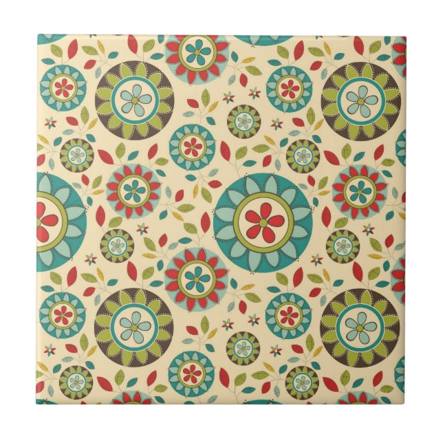 Amazing Vintage Retro Floral Abstract Tile (Front)