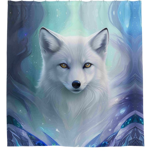 Amazing White Snow Fox on Icy Land (Front)