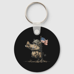 Amazing Wild Hog in Military Look Keychain