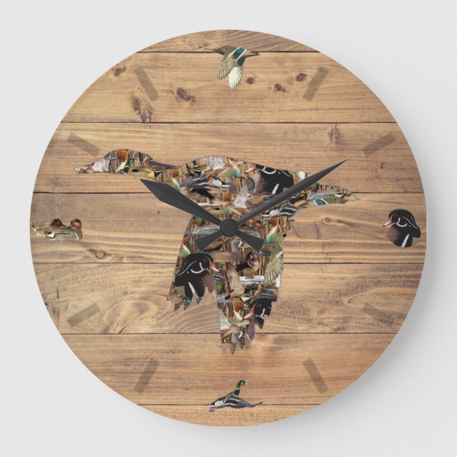 Amazing Wildlife Collage Duck Hunting Large Clock (Front)