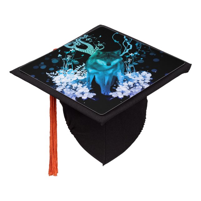 Amazing wolf graduation cap topper (Angled)