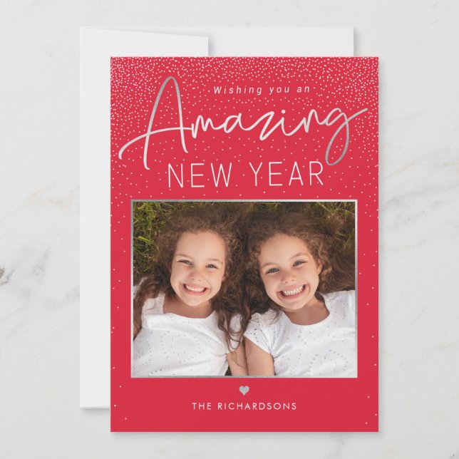 Amazing Year Modern Happy New Year Photo Card (Front)