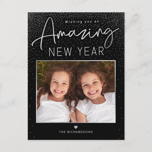 Amazing Year Modern Happy New Year Photo Postcard (Front)