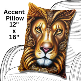 Amazingly Beautiful Golden Lion Accent Pillow
