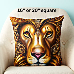 Amazingly Beautiful Golden Lion Throw Pillow