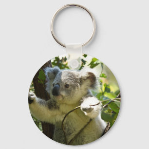 Amazingly cute baby koala in a tree keychain
