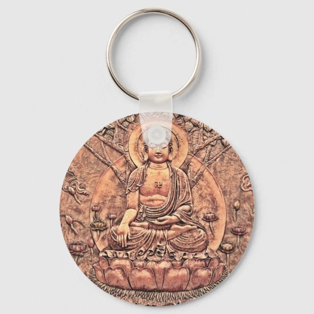 Amazingly Detailed Copper Buddha Keychain (Front)