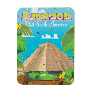 Amazon, Brazil cartoon travel poster. Magnet
