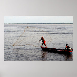 Amazon Fisherman Throwing Net Poster
