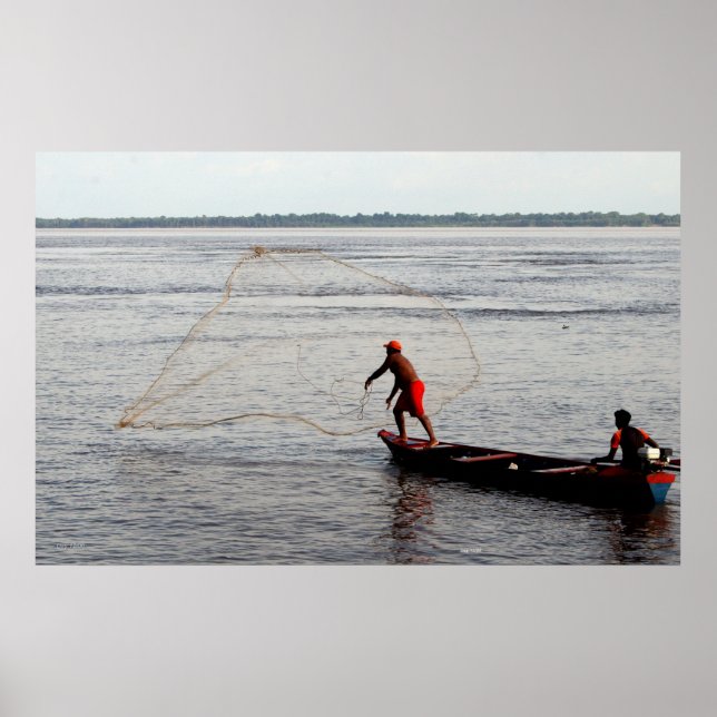 Amazon Fisherman Throwing Net Poster (Front)