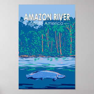 Amazon River South America Travel Art Vintage Poster