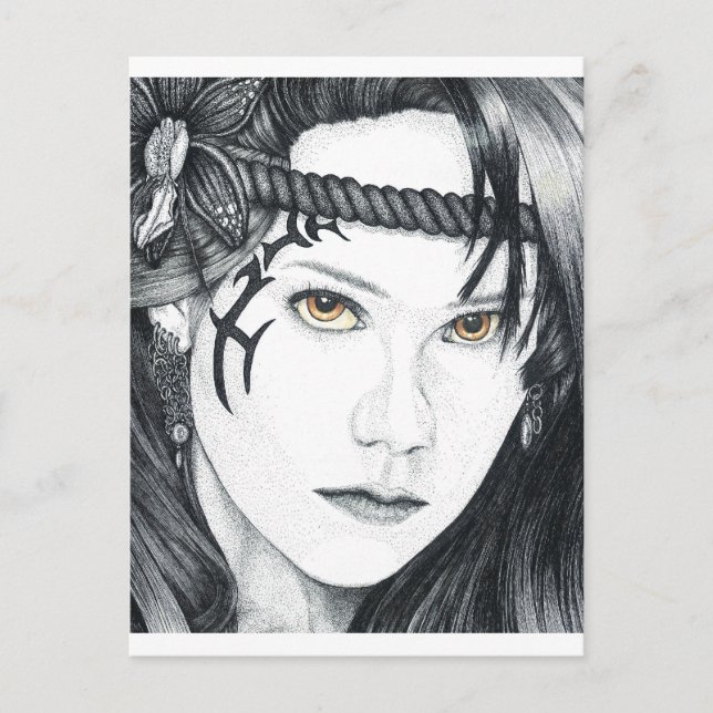 Amazon Warrior (face) - Blank Postcard (Front)
